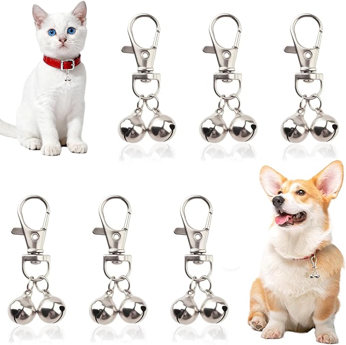 6 Pcs Mini Cat Collar Bell, Silver Dog Collar Bells for Small Dogs, Pet Jingle Charm Bells for Collar Pet Ornament Training Accessories