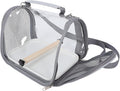 SUPVOX Portable Small Bird Travel Carrier Cage for Parakeets and Conures with Standing Perch, Lightweight Handheld Bird Transport Bag for Travel and Outdoor Use, Gray