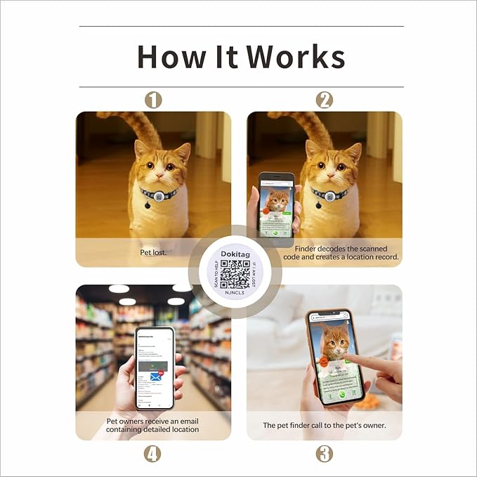 Reflective Cat Collar with QR Code Name Tag,Breakaway Cat Collars with Pet Id Tag and Bells,Scan QR Receive Instant Pet Location Alert Email 2pack (Blue&Black)