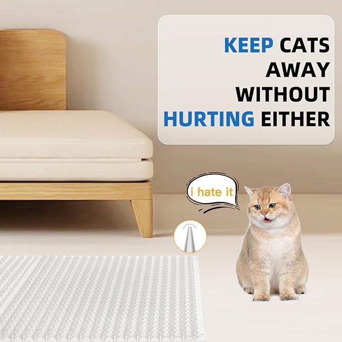 12 Pack Scat Mat for Cats with Spikes, Cat Repellent Mat Deterrent Indoor, Training Pads Keep Dogs and Cats Off Couch, Bed, 16 x 13 Inch Garden Scat Mats Outdoor