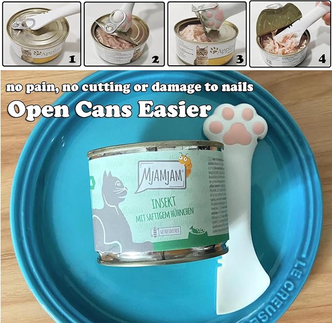 Joyinjojo 2 Pack Dog Cat Food Spoon Spatula, Cute Paw Pet Can Opener Mixing Spoons for Dog Cat Wet Food, Small Silicone Spatula Cat Treat Spoon Pet Cannd Food Scoop for Dog Cat, White