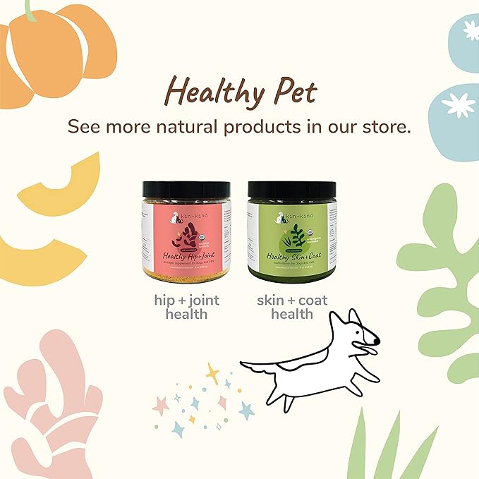 kin+kind Probiotics for Dogs - Digestive Health Support with Prebiotics & Fiber Powder - Cat and Dog Vitamins and Supplements for Gut Health, Healthy Poops & Immune Support - Made in USA - 3 x 4 oz