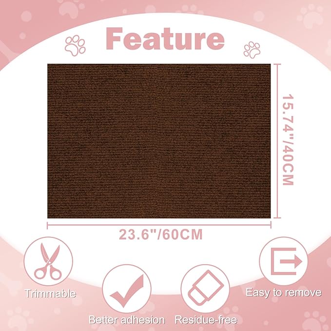 23.6x15.8 Couch Wall Corner Protection for Indoor Cats,Anti Scratch Furniture Protector from Cats Scratching,Trimmable Climbing Cat Scratcher Pad Play Mat Easy Use for Cat Board/Door/Carpet