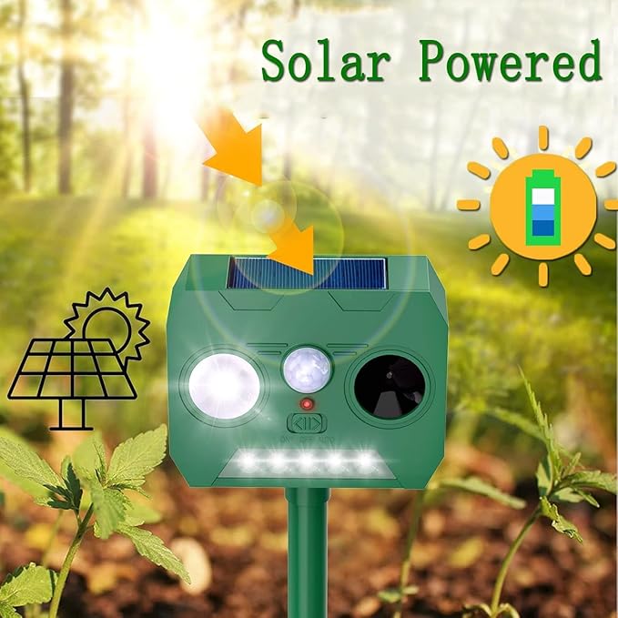 Solar Powered Cat Deterrent 2 Pack - Outdoor Garden & Lawn Protection Device, Weatherproof Design for Effective Cat Activity Reduction, Easy Installation