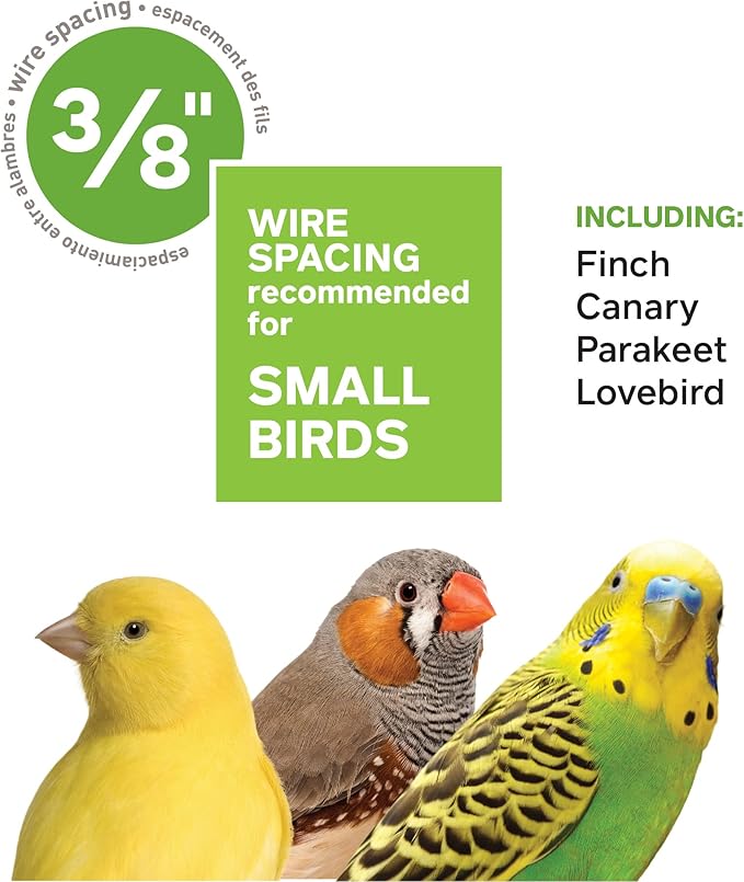 Prevue Pet Products South Beach Flat Top Bird Cage - Ideal for Finches, Canaries, Budgies, and Similarly Sized Birds, Minimal Assembly, Made of Powder-Coated Steel Wire Mesh - Teal