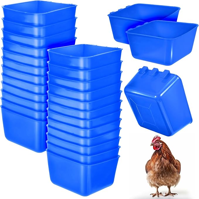 20 Pcs Cage Cups Chicken Feeder Waterer, 16 oz, Hanging Bunny Cage Feeder, Chicken Water Bowl for Pet Parrot, Rooster, Parakeet, Gamefowl, Poultry, Pigeon Wire Cage