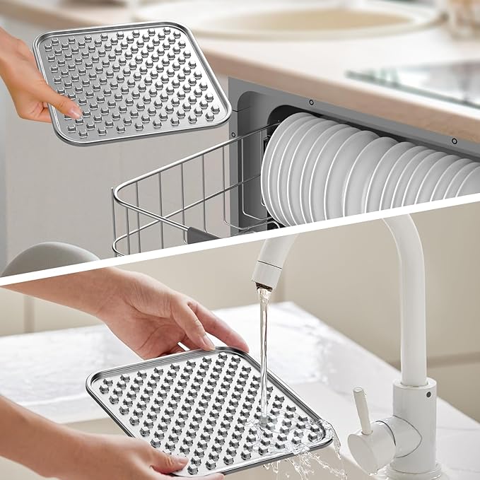 Dual Wall Stainless Steel Large Lick Mat for Dogs & Cats, Chew-Proof Slow Feeder, Anxiety Reducer, Whisker-Friendly for Cats, Non-Slip Heavy Duty Base, Raw Feeding Pad, Dishwasher Safe [Large-2Pack]