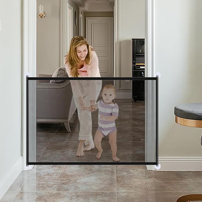 Pet Safety Gate - Adjustable Dogs Barrier, Portable Dog Cat Fence, Multifunctional Enclosure Net, Small Medium Doggy Kitten Divider | Home Living Room Bedroom Stairs Kitchen Hallway Yard Rooms Garage