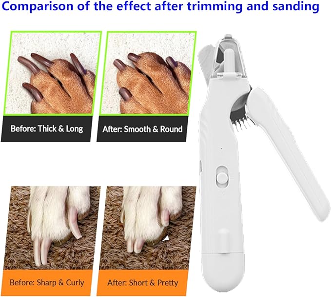 2 in 1 Cat Nail Grinder & Dog Nail Clippers, Rechargeable and Electric Pet Trimmers, LED Lighting, Painless and Quick Nail Filing, Suitable for Kittens, Puppies and Large Dogs