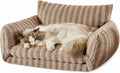 Hollypet Cat Bed Fluffy Plush Mutifuctional Double-Layer Soft Pet Couch Orthopedic Sofa Nest Beds for Small Cats and Dogs, Khaki (25x20x13 inch)