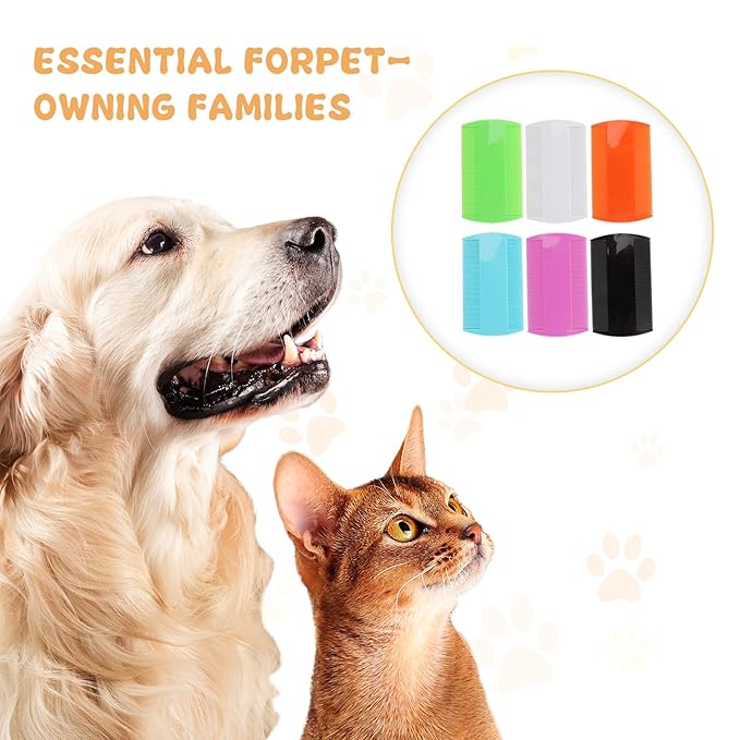 90 Pcs Double Side Tooth Pet Flea Comb Bulk for Cats Dogs Lice and Tick Comb for Small Cats Dogs Kitten Indoor(6 COLORS)