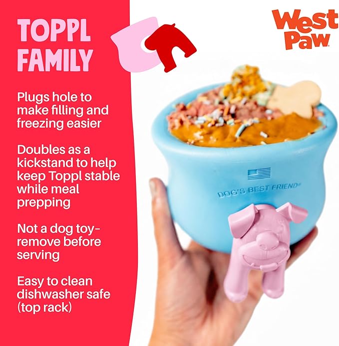 WEST PAW Toppl Stopper Durable Freezer Insert Accessory for Dog Treat Toy- Secure Leak Proof Design for Mess Free Prep of Frozen Fillings and Easy Clean Up - Ruby/Bubblegum