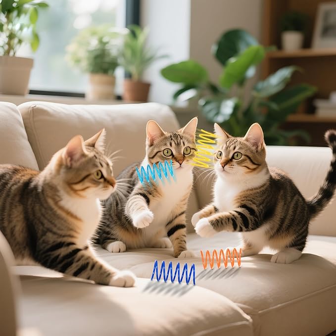 60 PCS 12 Colors Cat Spring Toys, Cat Spiral Springs for Indoor Cats, Kittens Toys Plastic Coil for Swatting, Biting, Hunting