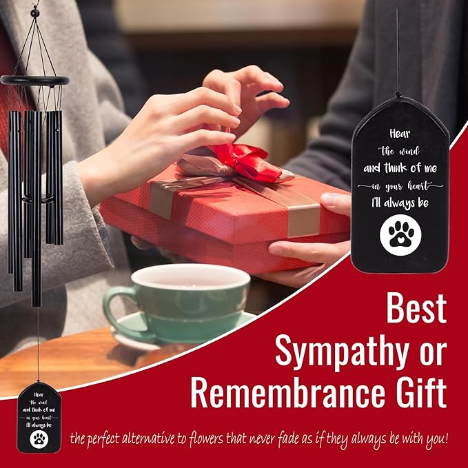 Pet Memorial Wind Chime - Cat Dog Memorial Gifts for Loss of Dog Sympathy Gift, Dog Bereavement Gifts Wind Chimes, Dog Remembrance for Dog Passing Away, in Memory of Dog