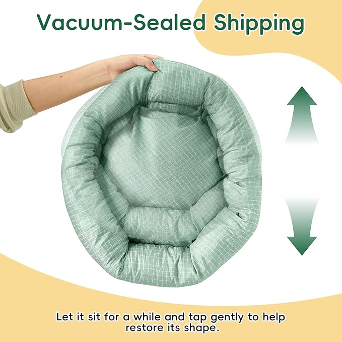 XXS Round Cat Bed 18 Inch, Summer & Winter Dual Use Washable Pet Bed, Small Cat & Dog Cushion for Crate, Carrier, Catio, Playpen, Wall Shelve, Replacement Cushion for Cat Desk Perch, Green