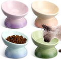 Hushee 4 Pcs Ceramic Raised Cat Food Bowls Elevated Tilted Dish Anti Vomiting Food or Water Bowls Pet Supplies