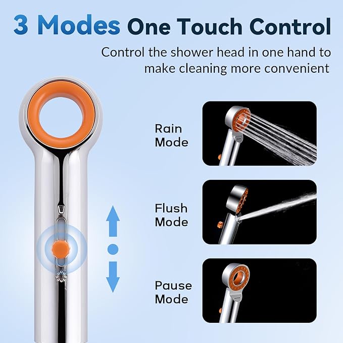 Dog Shower Attachment, 3 Mode Handheld Sprayer with ON/OFF Switch, G1/2" Metal Diverter, 100 Inches Stainless Steel Hose, No Drill Holder, for Pet and Dog Washing in Bathroom