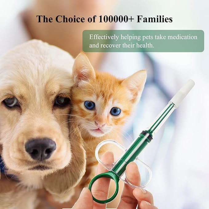 Cat Pill Shooter, Pet Pill Gun for Cats and Dogs, Pet Medicine Dispenser for Small Animals, Dog Piller Shooter with Fixed Soft Tip (Anti-Fall)