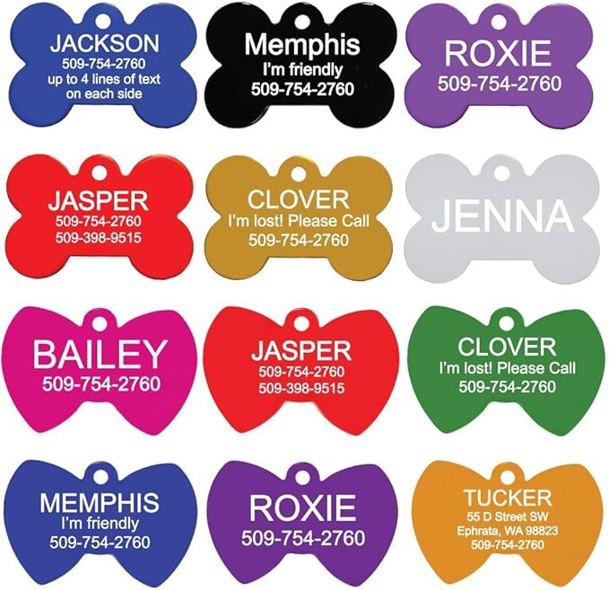 GoTags Dog Tags, Personalized Engraved Dog and Cat ID Tags for Pets, Custom Engraved on Both Sides, Various Shapes Including Bone, Round, Heart, Bow Tie, Star, and Badge (Large - Pack of 1)