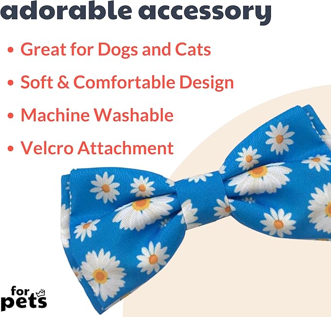 Huxley & Kent Pet Bow Tie for Dogs & Cats - Spring Theme Adjustable Hook & Loop Collar Accessory - Cute & Comfortable for Holidays & Celebrations - Flower Child, Large