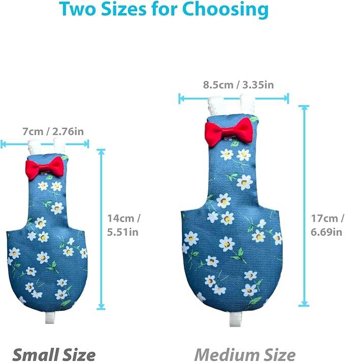 UKJENT Bird Diaper Protective Parrot Nappy 2 Pack, Reusable Flight Suit with Waterproof Inner Layer, Washable Cute Urine Wet Suit for Parrots(M)