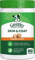 Greenies Supplements Dog Skin and Coat Supplements with Omega 3 Fatty Acids & Fish Oil for Dogs, Chicken Flavor, 14.7 oz, 80 Count