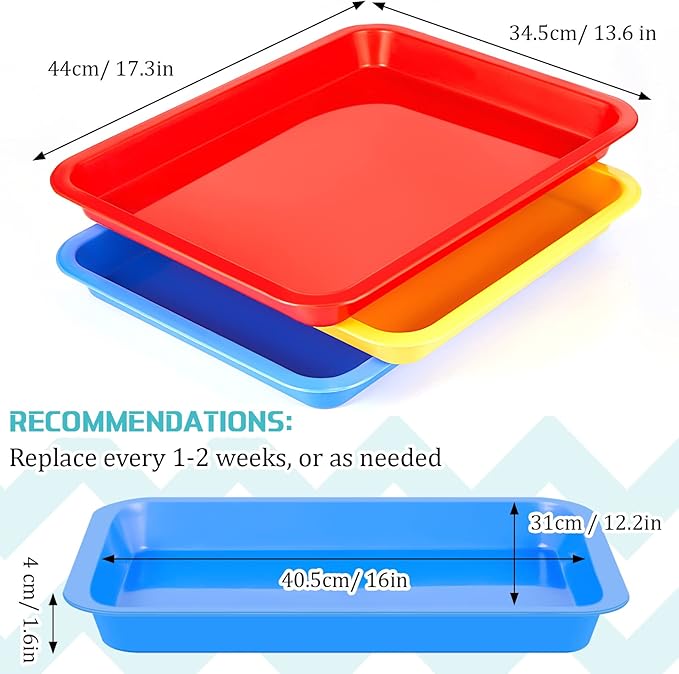 Tessco for you 3 Pcs Kitten Litter Box 17.3 x 13.6 x 1.6 Inch Shallow Low Entry Open Cat Litter Box Waterproof Plastic Small Rabbit Pan Tray Travel Toilet for Senior Cat Kitten Training