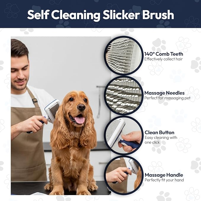BPG Pet Grooming Tools for Dogs & Cats- 3 Piece Dog Grooming Kit, Slicker Brush, Bath Brush and Undercoat Rake- Non-Slip Easy to Use Deshedding Tools for All Coat Types