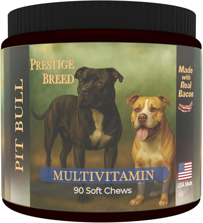 Multivitamins, Balanced Nutrition for Your Pit Bull, 90 Count, Made in The USA with Real Bacon