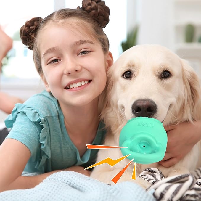 Pacifier Squeaky Dog Toys, Durable Natural Rubber Latex Dog Toy, Fetch and Tug Dog Toy, Dog Treat Toys for Boredom (Green)