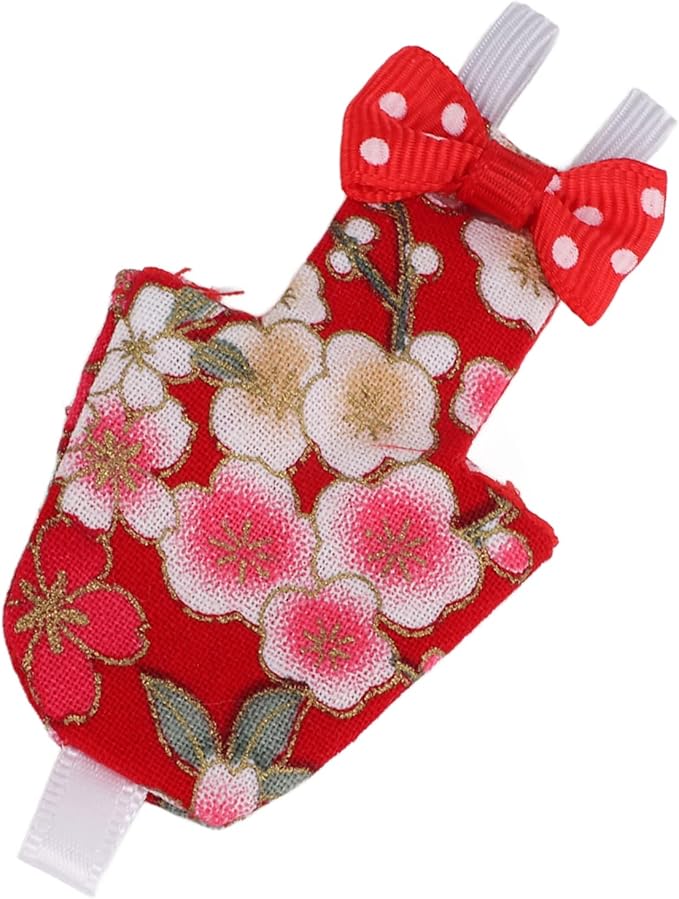 Bird Diaper Parrot Flight Suit Washable Reusable Cotton Cloth with Liner Adjustable Strap for Pet Birds Macaw Cockatiel Conure Lovebird Parakeet (L red Cherry Blossoms)