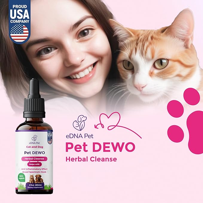 eDNA Pet Herbal Cleanse Drops for Cats & Dogs – Natural PAU D’Arco & Plant-Based Blend – Daily Digestive & Immune Wellness Support – 2 fl oz
