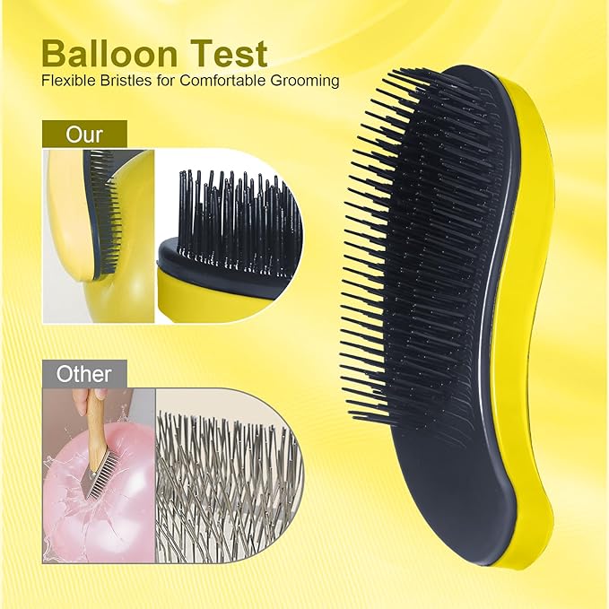 Small Dog Brush - Grooming Tool for Teddy, Yorkies, Maltese, Shih Tzu, Chihuahua - Puppy Hair Brush (Yellow)
