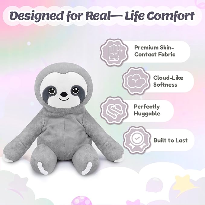 BRICHOEE Weighted Stuffed Animals, 5 lbs Sloth Plush Sensory Weighted Sloth Stuffed Animals, Cute Plush Toy Caliming Plushie Pillow Birthday Gifts for Adults Baby Kids Boys Girls