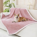 Smiry Waterproof Blanket Throw for Large Dogs, Soft Reversible Dog Blanket for Sofa Couch Bed, Washable Leakproof Sherpa Fleece Furniture Couch Protector(50"x60", Pink/White)