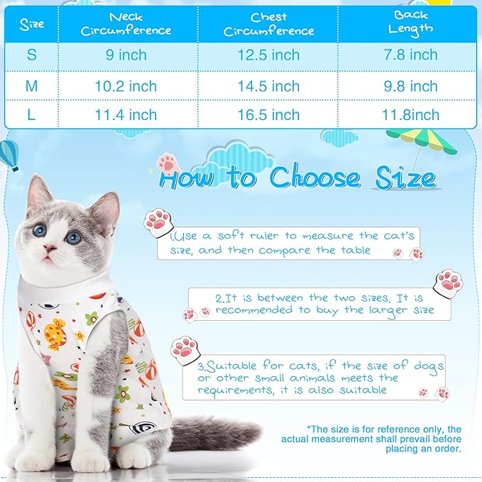 Kacctyen 6 Set Cat Recovery Suit After Surgery Female and Male Cat Kitten Surgery Suit E Collar Alternative Pajama Kitty Clothes for Spay Abdominal Skin Anti Licking(Animal,Small)