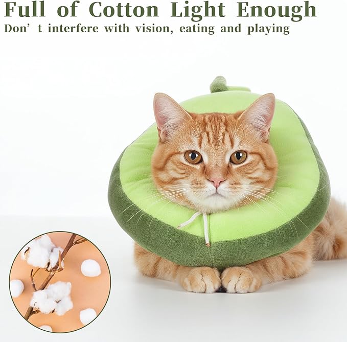 Adjustable Cat Cone Soft Cat Recovery Collar Cute Kitten Fruits Shaped Cats Neck Collar Comfortable Pet Neck Strap Lightweight Elizabethan Cone for Cats Kitten and Puppies