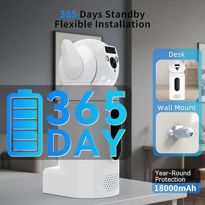 4G LTE Cellular Security Camer Wireless, Monthly Fee, Pet Camera with Speaker for Dog/Cat, Baby Monitor, Power Battery,HD Vision 360°Full View Two-Way Talk,Indoor Home Security