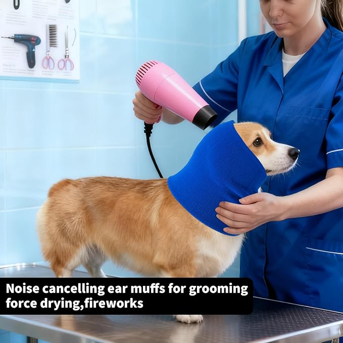3Pack Dog Calming Hoodie for Small to Large Dogs High Elastic Pet Anxiety Relief Ear Wrap Cat Calming Collar Noise Reduce Protection for Fireworks,Thunder,Force Drying (Small+Medium+Large) (Blue)