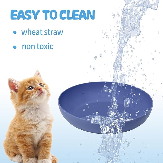 [8 Pack] Cat Dishes Whisker Friendly, Shallow Wide Cat Food and Water Bowl, Durable Wheat Straw Cat Bowls for Indoor Cats