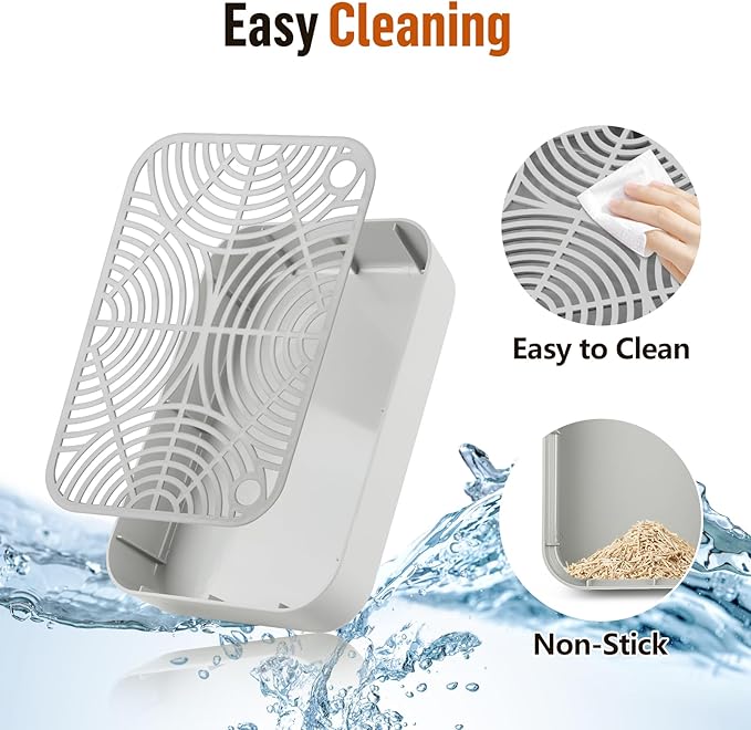 Cat Litter Box Ramp, Litter Box Step Mat with Filter Function Cat Stair for Litter Box, Easy to Clean, 11.8''x 8.2''x 2'' Cats Pedal Step Stool Ideal for Kitten & Elderly Cats (Light Grey)