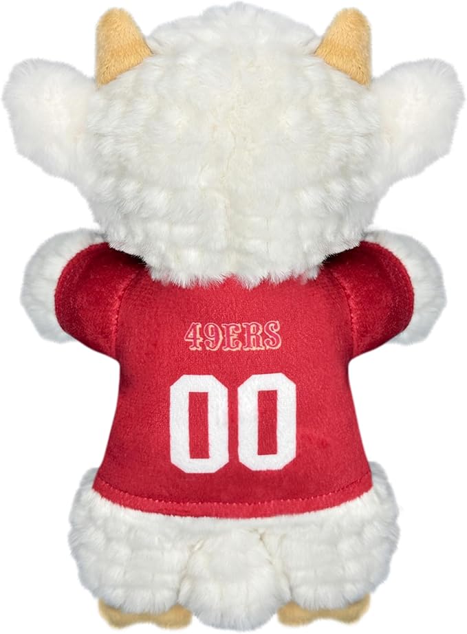 Pets First NFL SAN Francisco 49ERS Goat Plush Toy for Dogs and Cats with Squeaker, Wearing a Team Jersey! Fun & Sporty Goat Shaped Dog Chew Toy, Interactive Pet Toy