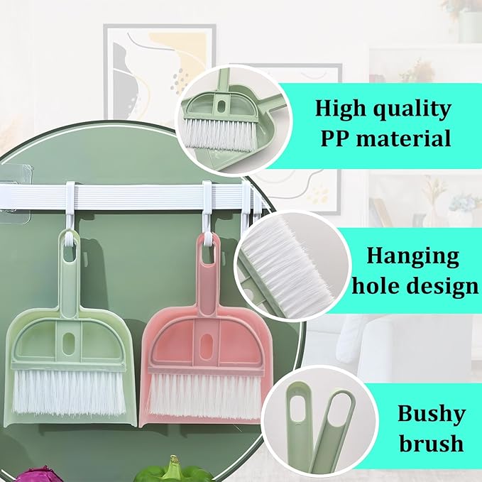 Mini Dustpan and Brush Set, Portable Exquisite Pet Waste Cleaning Kit, Hamster Sand Scooper Cage Cleaning Tool for Small Pets Guinea Pigs Hedgehogs Hamsters Chinchillas Rabbits (Green)