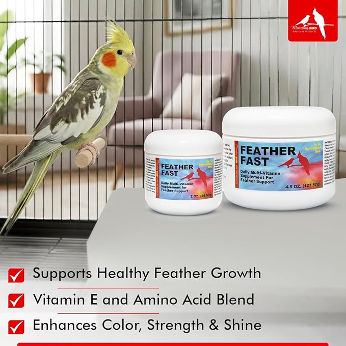 Morning Bird Feather Fast 2 Oz – Daily Multi-Vitamin for Growth & Molting Support – Promotes Healthy Feather Strength & Full Plumage – Supplement for All Adult Birds