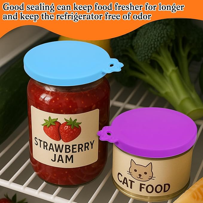 EupHHonycs 6 Pcs Cat Food Can Lids Silicone Small Pet Can Covers Dishwasher Safe for 3 oz Cat Wet Food Cans or Canned Good