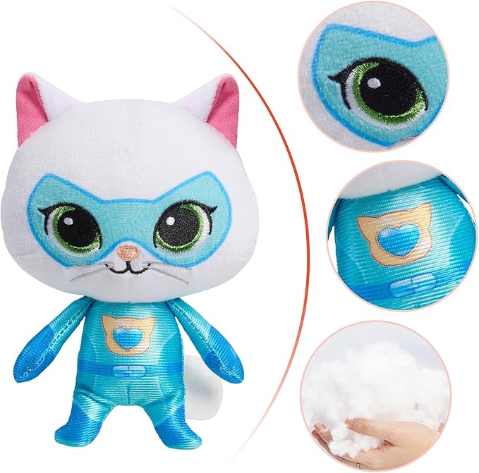 Super Cat Plush Toy – Set of 4 Soft Stuffed Animals – Sparks, Buddy, Ginny, Bitsy – Adorable Kitties Gift Set for Children(8Inch)