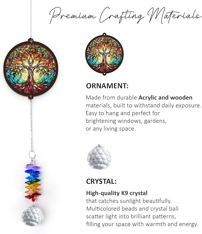 Memorial Suncatcher - Tree of Life Ornament - Sympathy Gift for Loss of Loved One - Condolence Bereavement Gifts - Remembrance Funeral Keepsake - Mother's Day for Mom Dad
