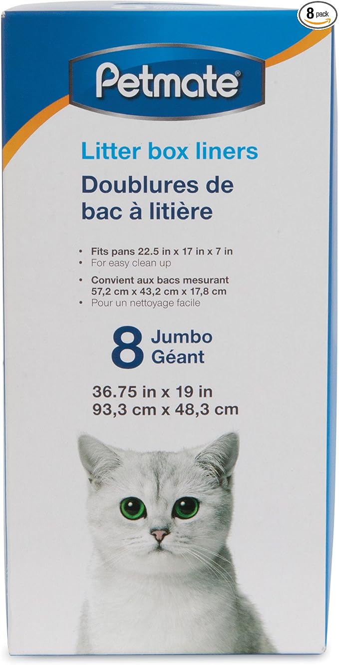 Petmate, Litter Pan Boxed Liners, Jumbo, 8 Pack