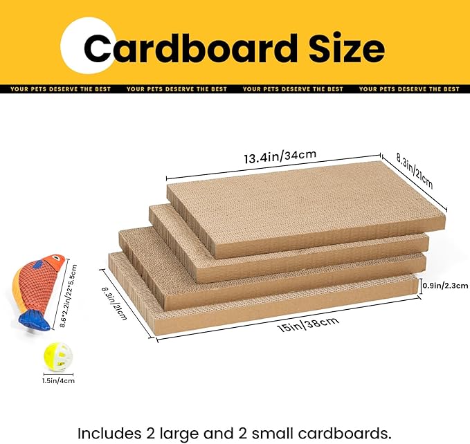 Conlun Cat Scratcher Box with 4 Scratching Pads&2 Separate Cardboard Boxes,2-in-1 Cardboard Cat Scratch for Multiple Kitten Interactive Play,Gradient(Ball & Fish Catnip Toy Included)