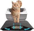 Cat Litter Mat 24x18 Inches, Honeycomb Double Layer Traps Litter & Waterproof Leatherette Bottom Prevents Urine Leaks, Durable & Easy Clean Pet Floor Protector for Cat Litter Box Area（Black）